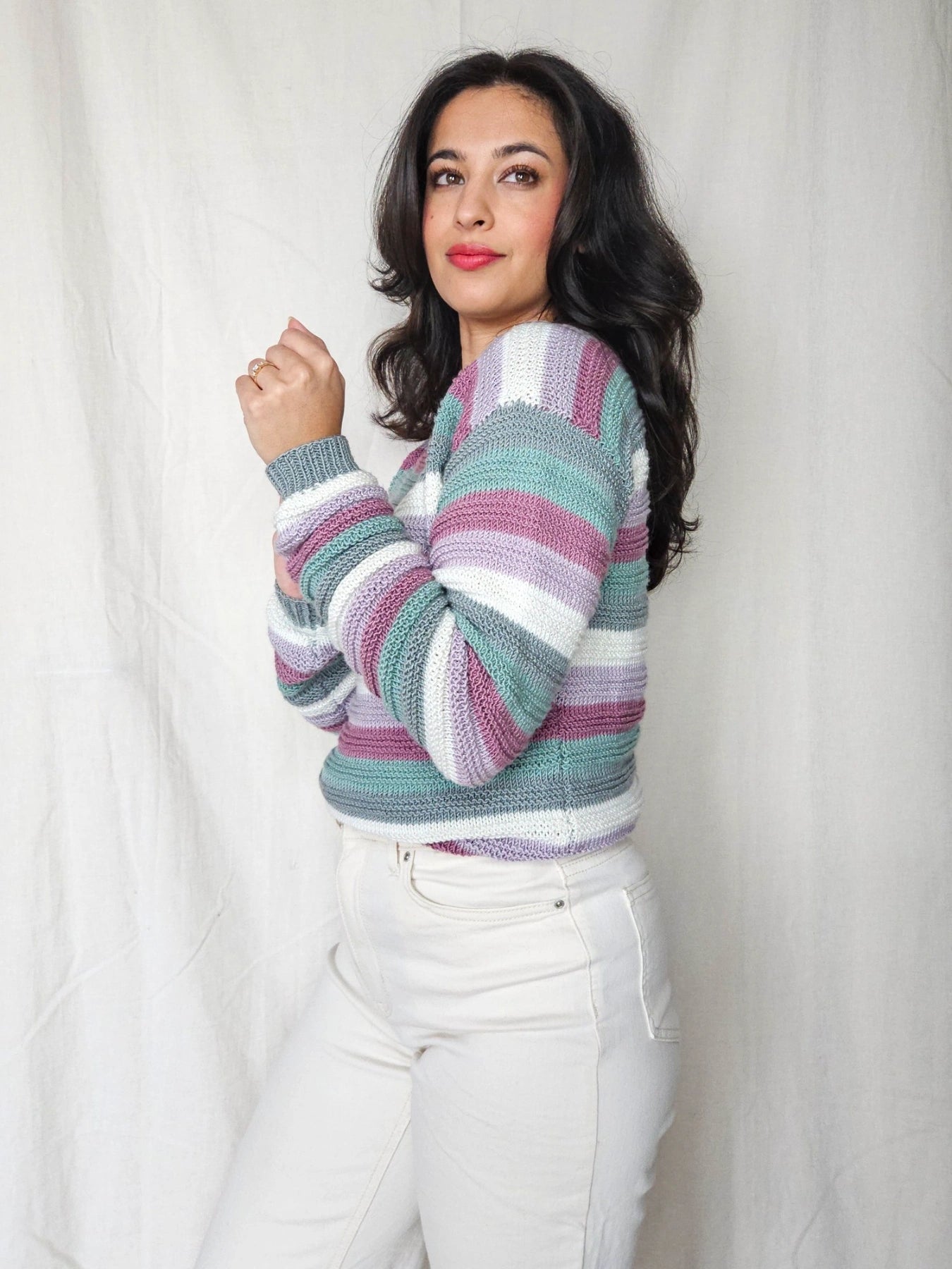 Georgia - hand-gebreide trui, wool blend | XL