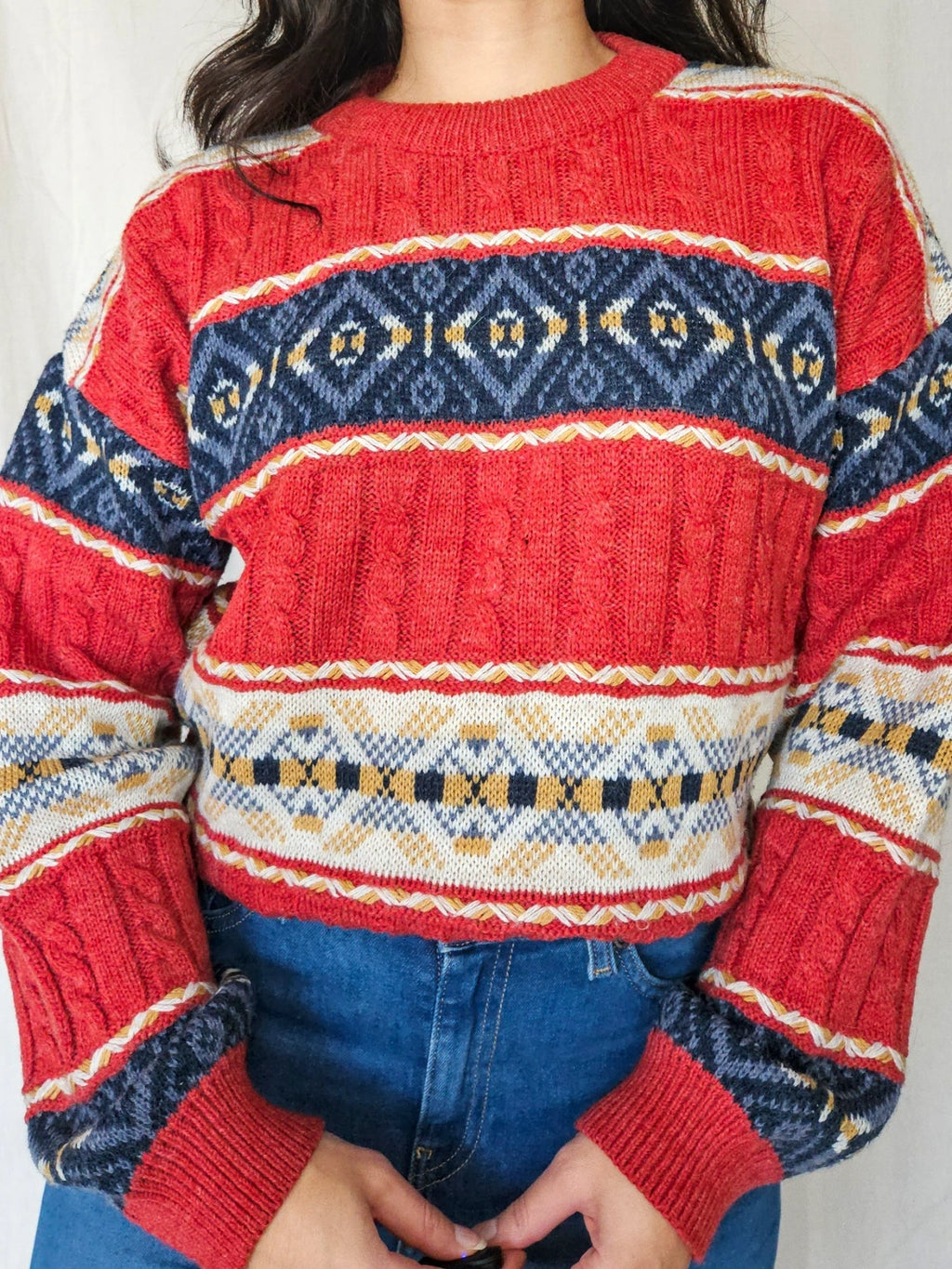 Gaia - kabeltrui, wool blend | 3XL