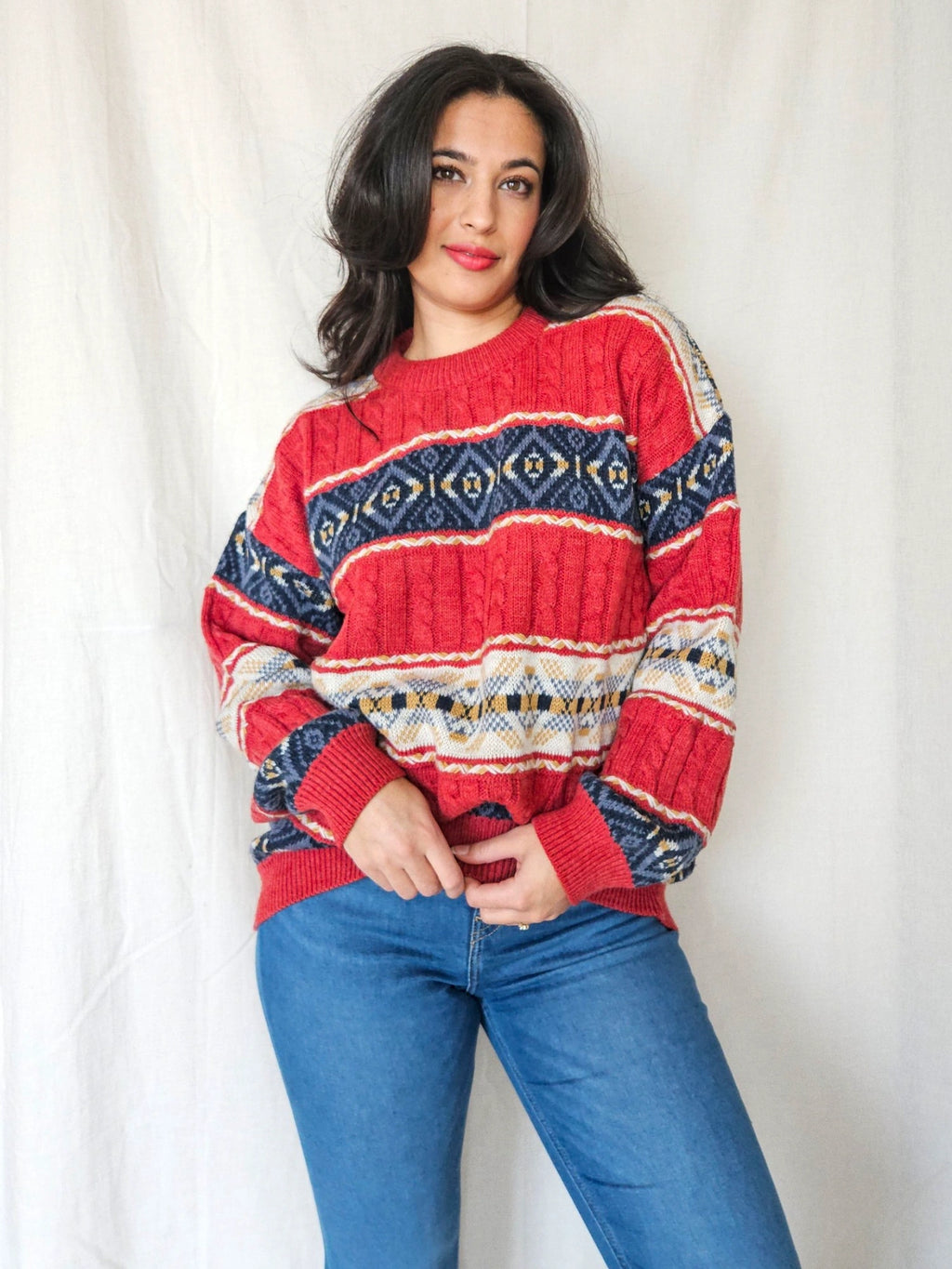 Gaia - kabeltrui, wool blend | 3XL