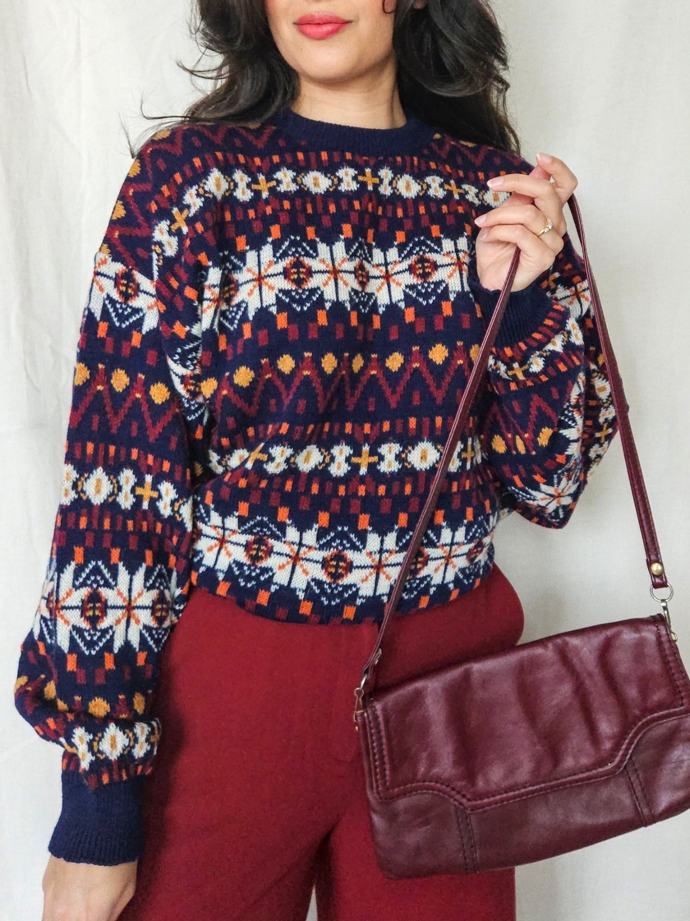 Phoebe - kleurrijke snowflake trui, wool blend | 3XL