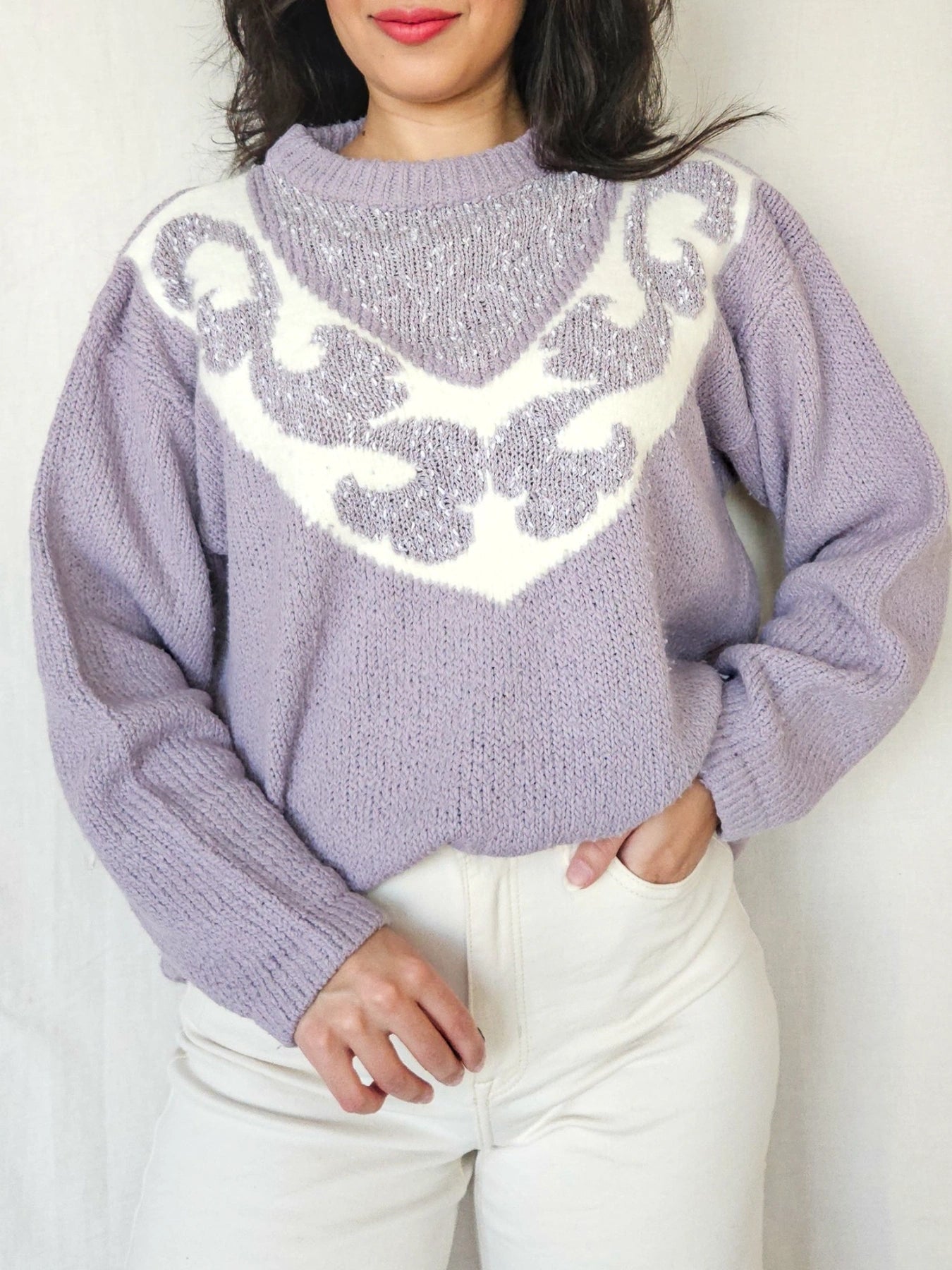 Isadora - lichtpaarse trui, wool blend | XXL