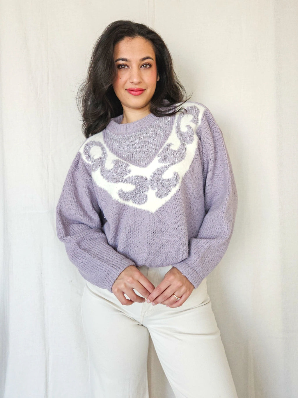 Isadora - lichtpaarse trui, wool blend | XXL