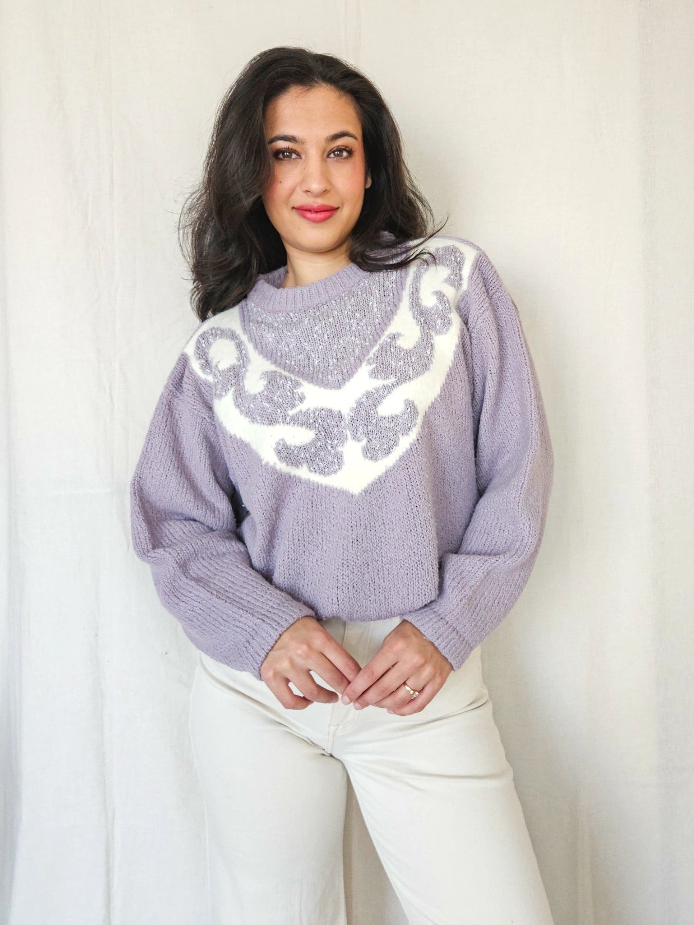 Isadora - lichtpaarse trui, wool blend | XXL