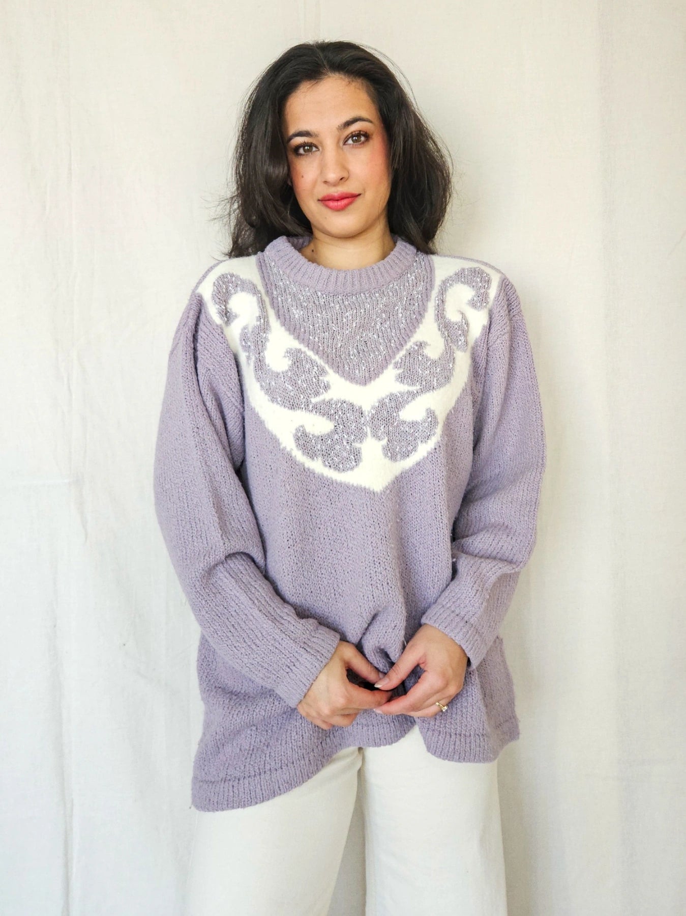 Isadora - lichtpaarse trui, wool blend | XXL