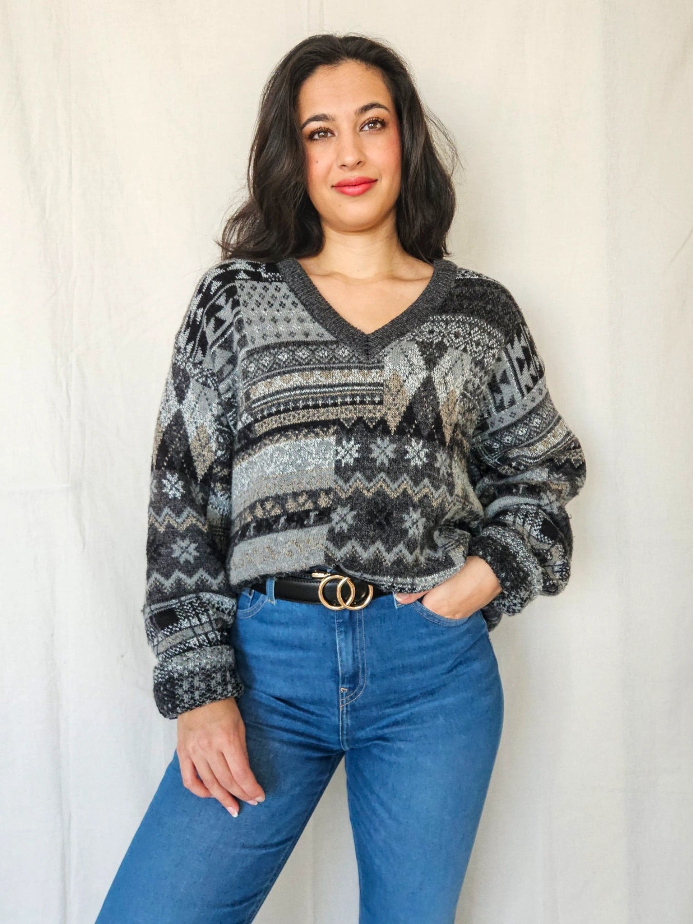 Priya - V-hals trui, wool blend | free size