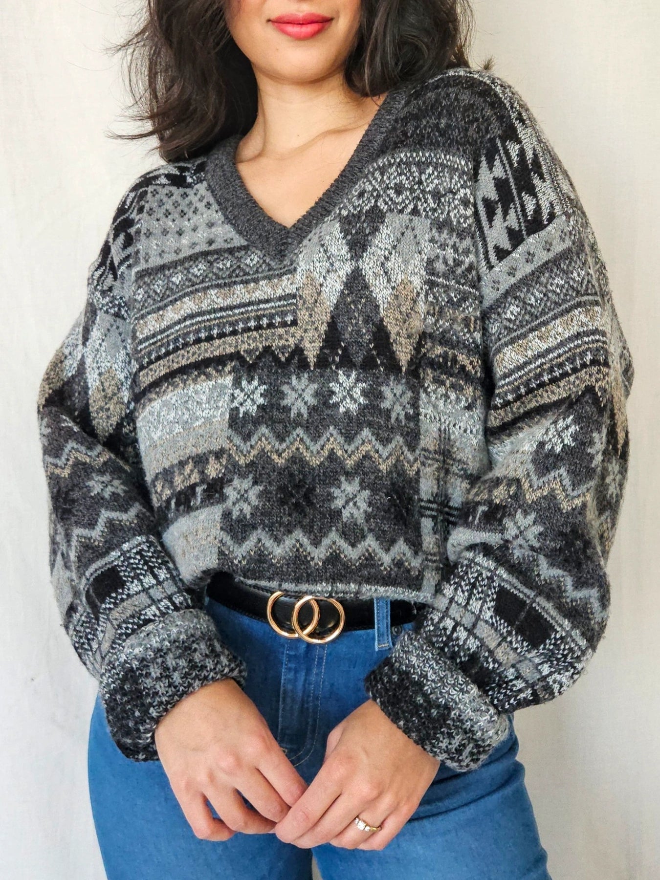 Priya - V-hals trui, wool blend | free size