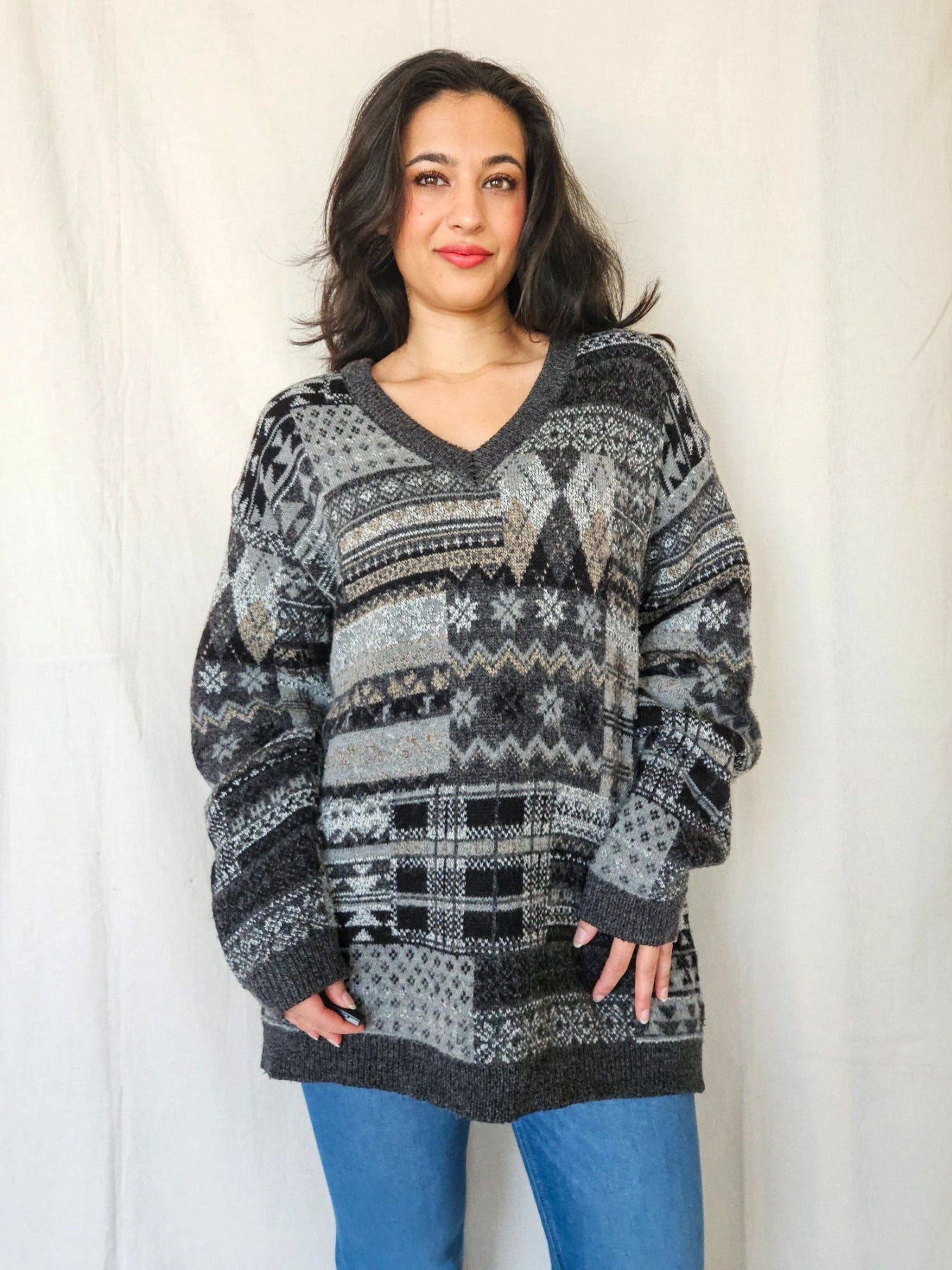 Priya - V-hals trui, wool blend | free size