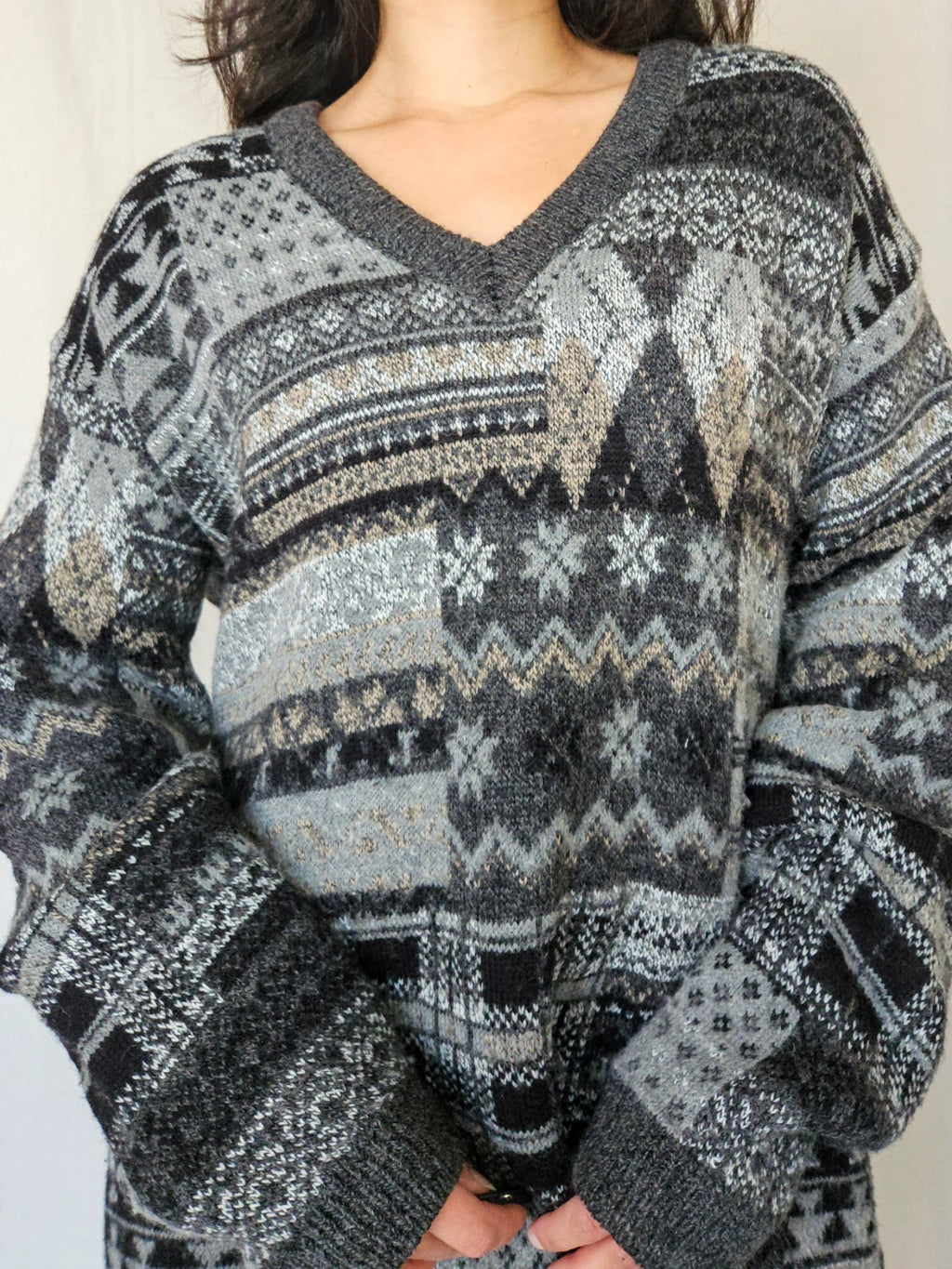 Priya - V-hals trui, wool blend | free size