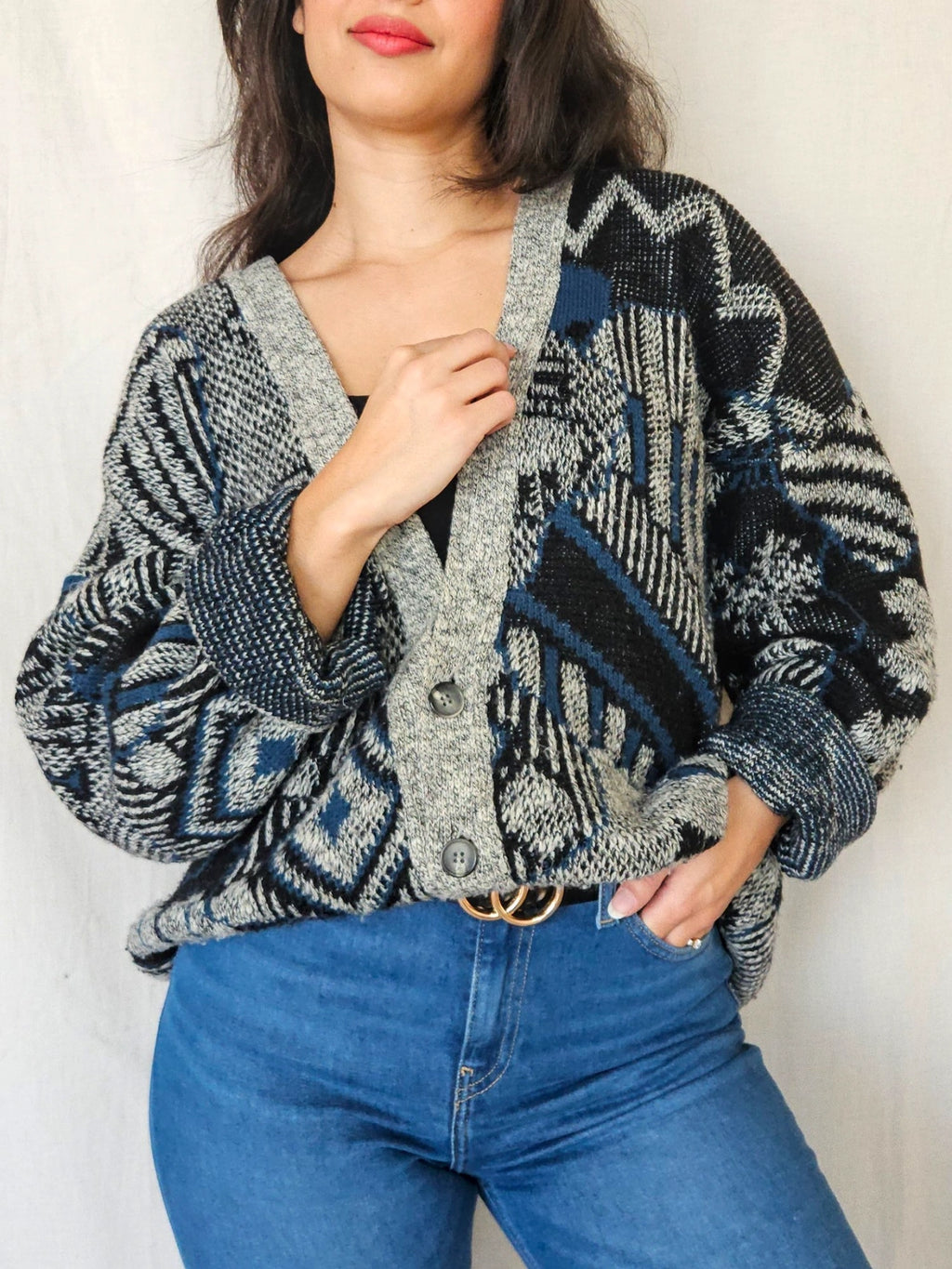 Rhea - gebreid vest, wool blend | free size