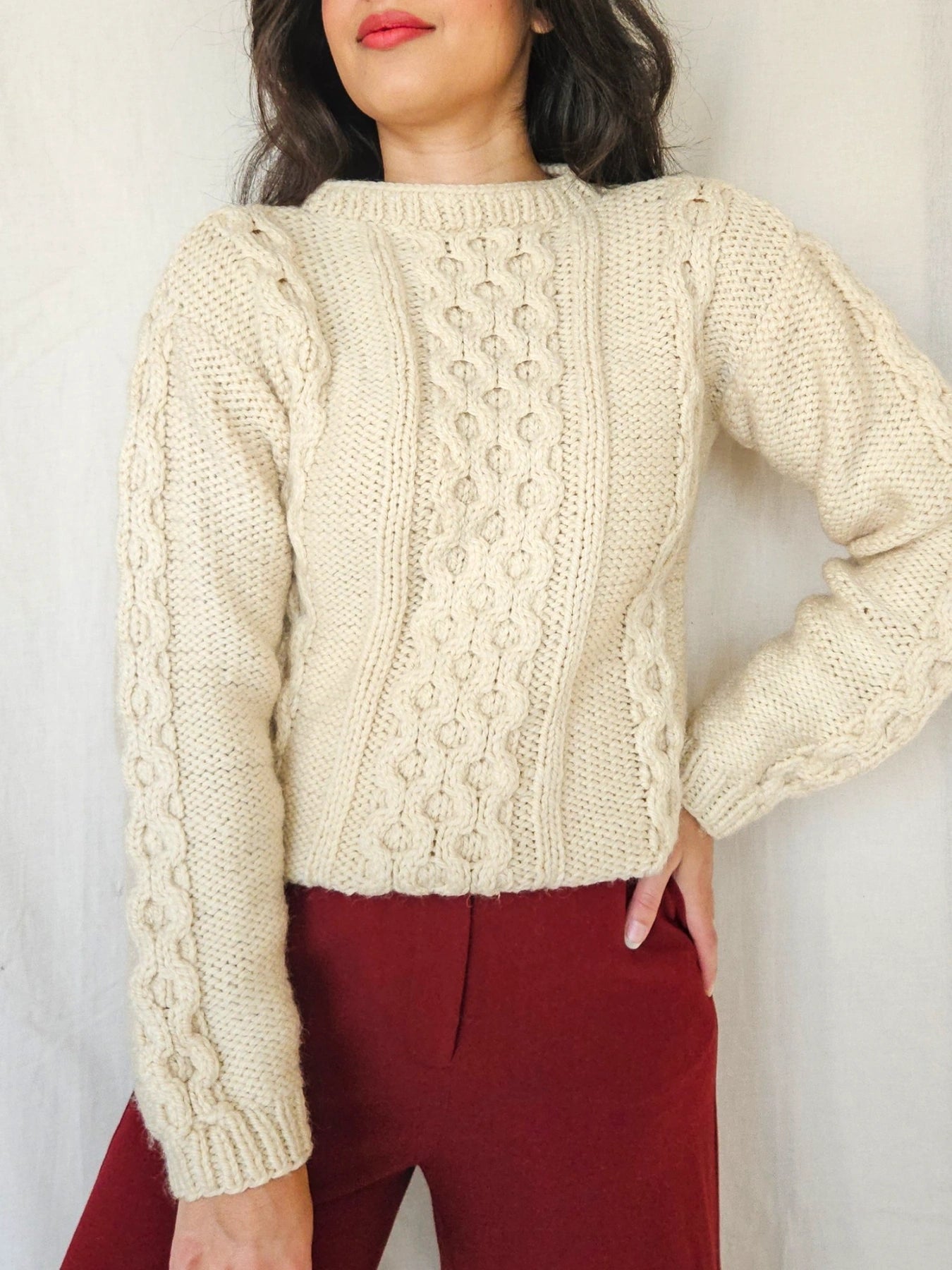 Cream - hand-gebreide trui | S