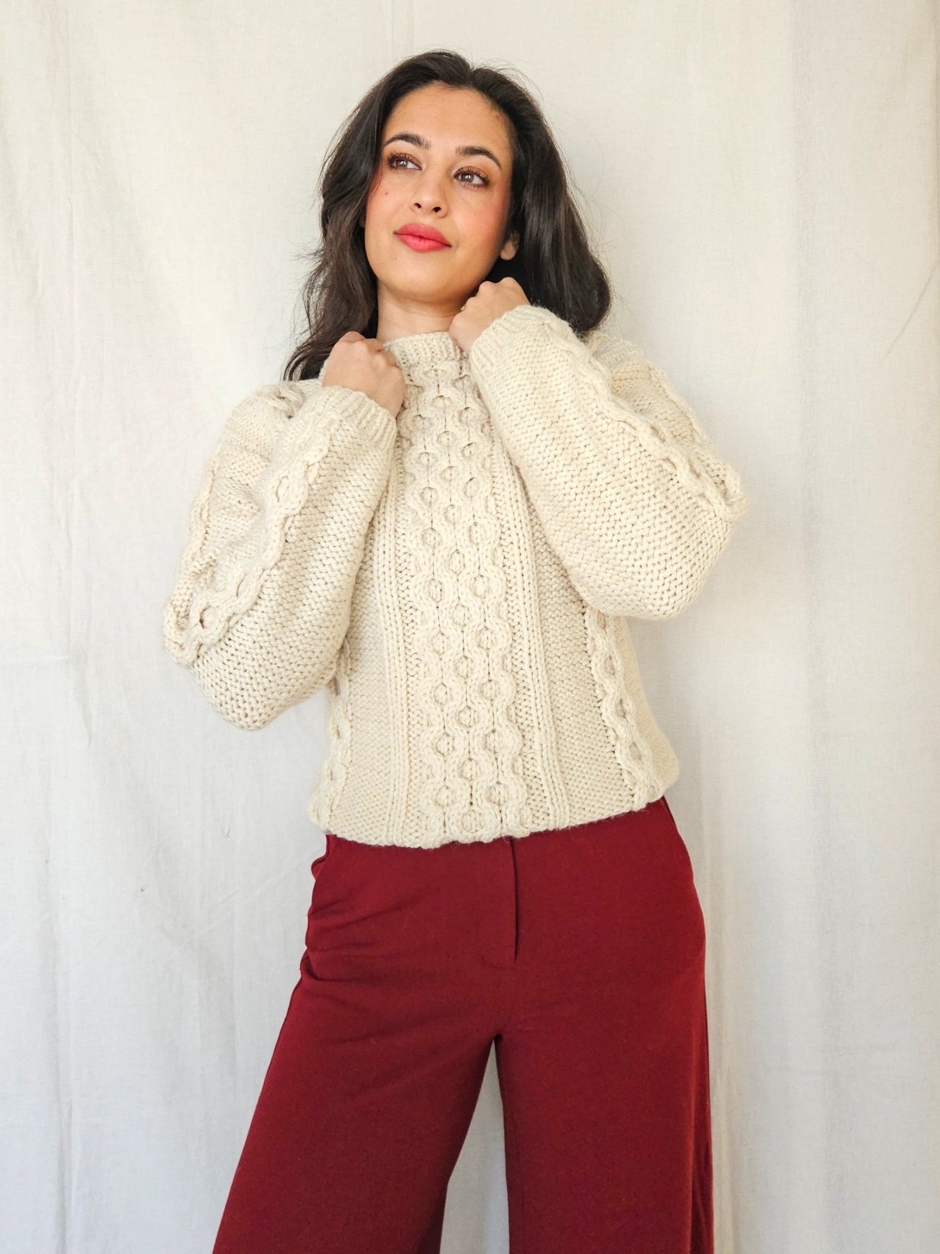 Cream - hand-gebreide trui | S