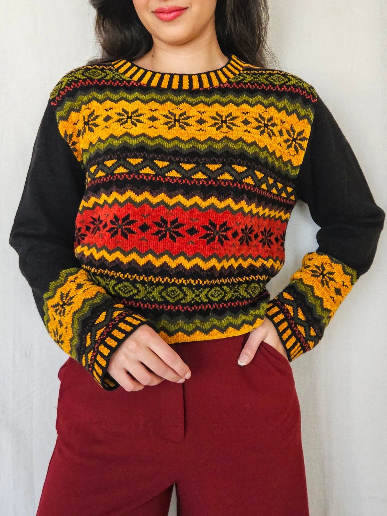 Stella - kleurrijke trui, wool blend | L