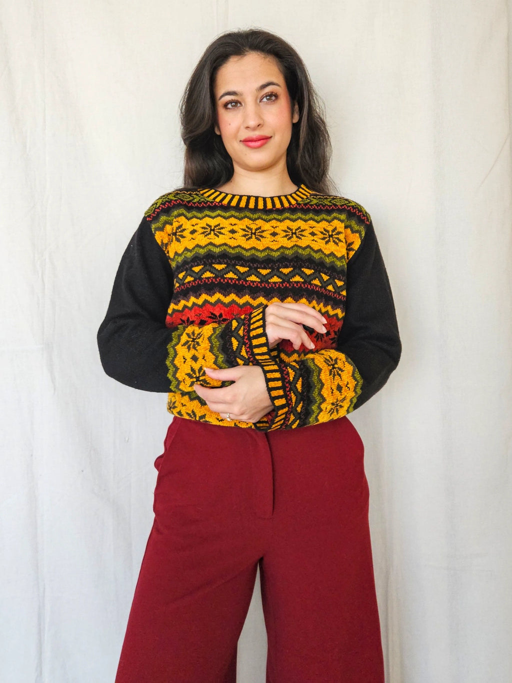 Stella - kleurrijke trui, wool blend | L