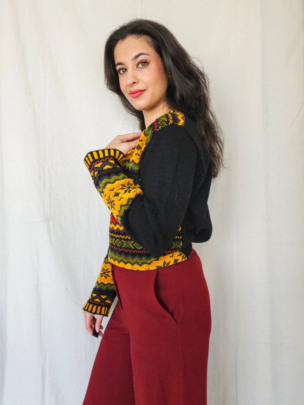 Stella - kleurrijke trui, wool blend | L