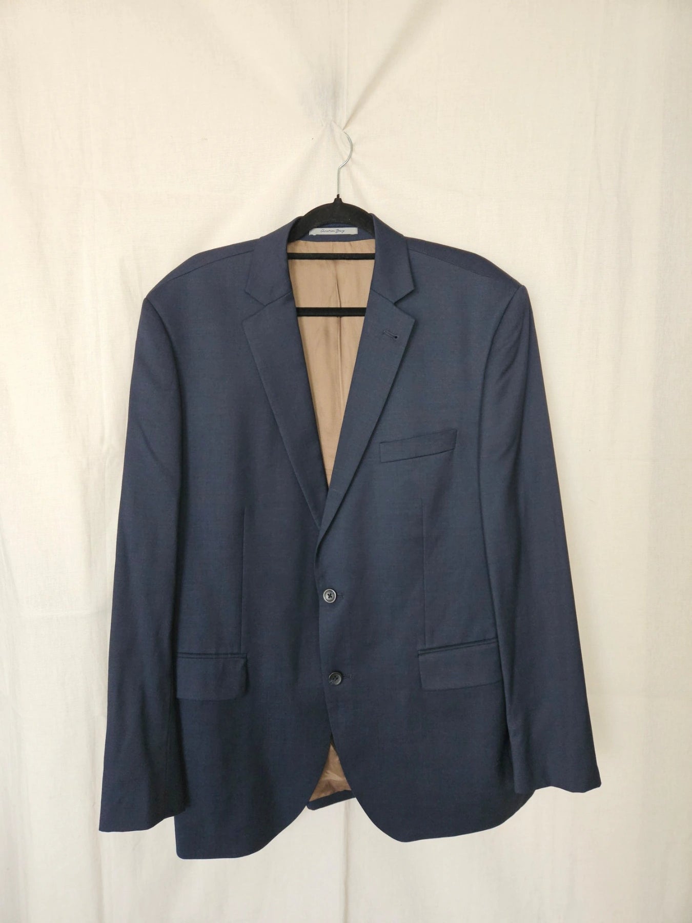 Maris - donkerblauwe blazer, scheerwol | 4XL