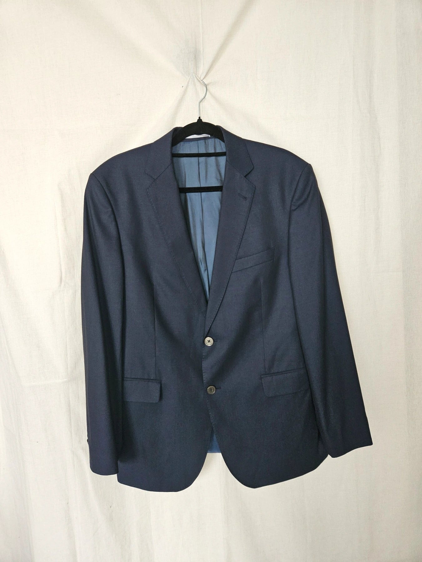 Ebba - donkerblauwe blazer, scheerwol | 2XL