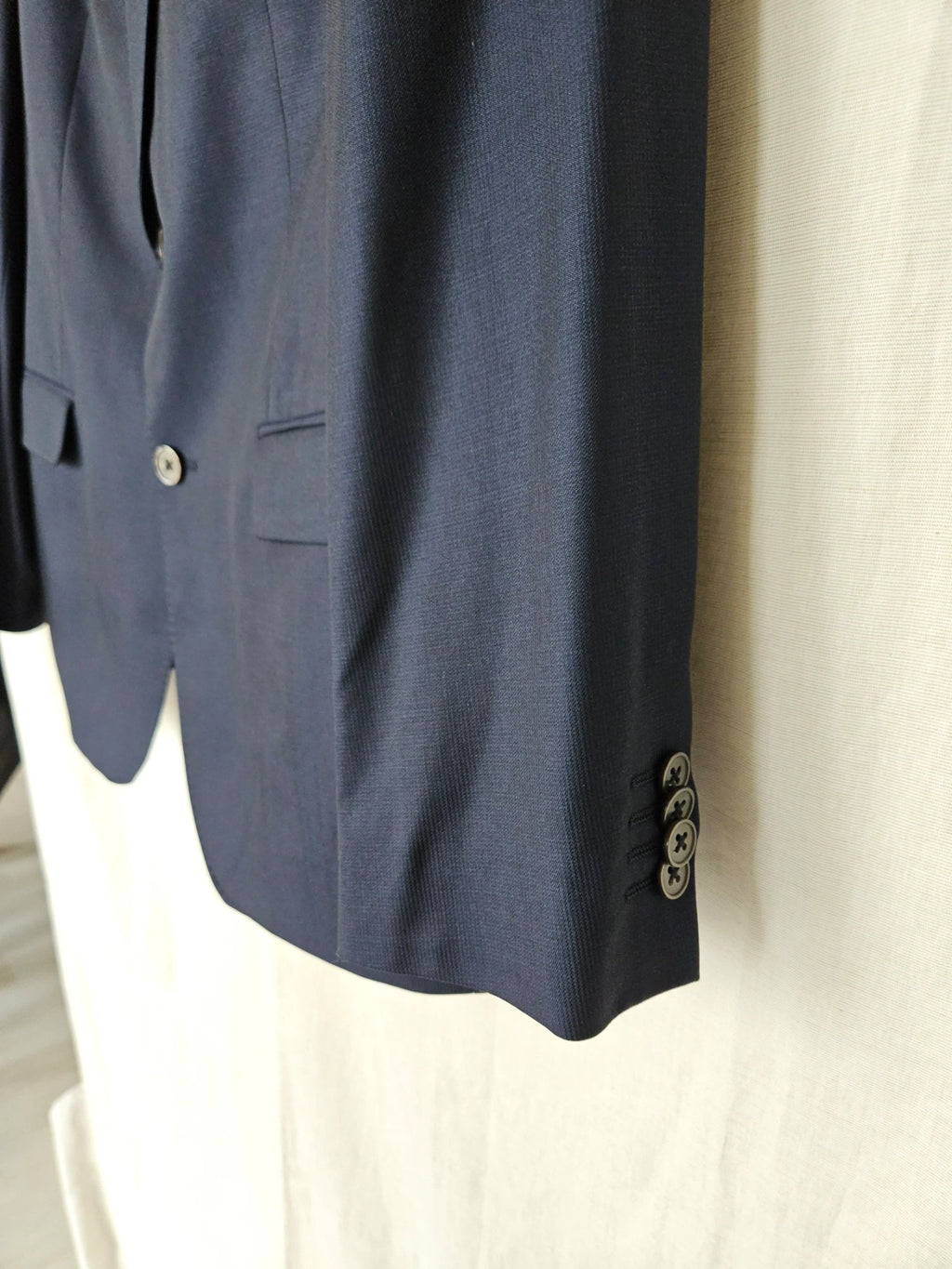 Ebba - donkerblauwe blazer, scheerwol | 2XL