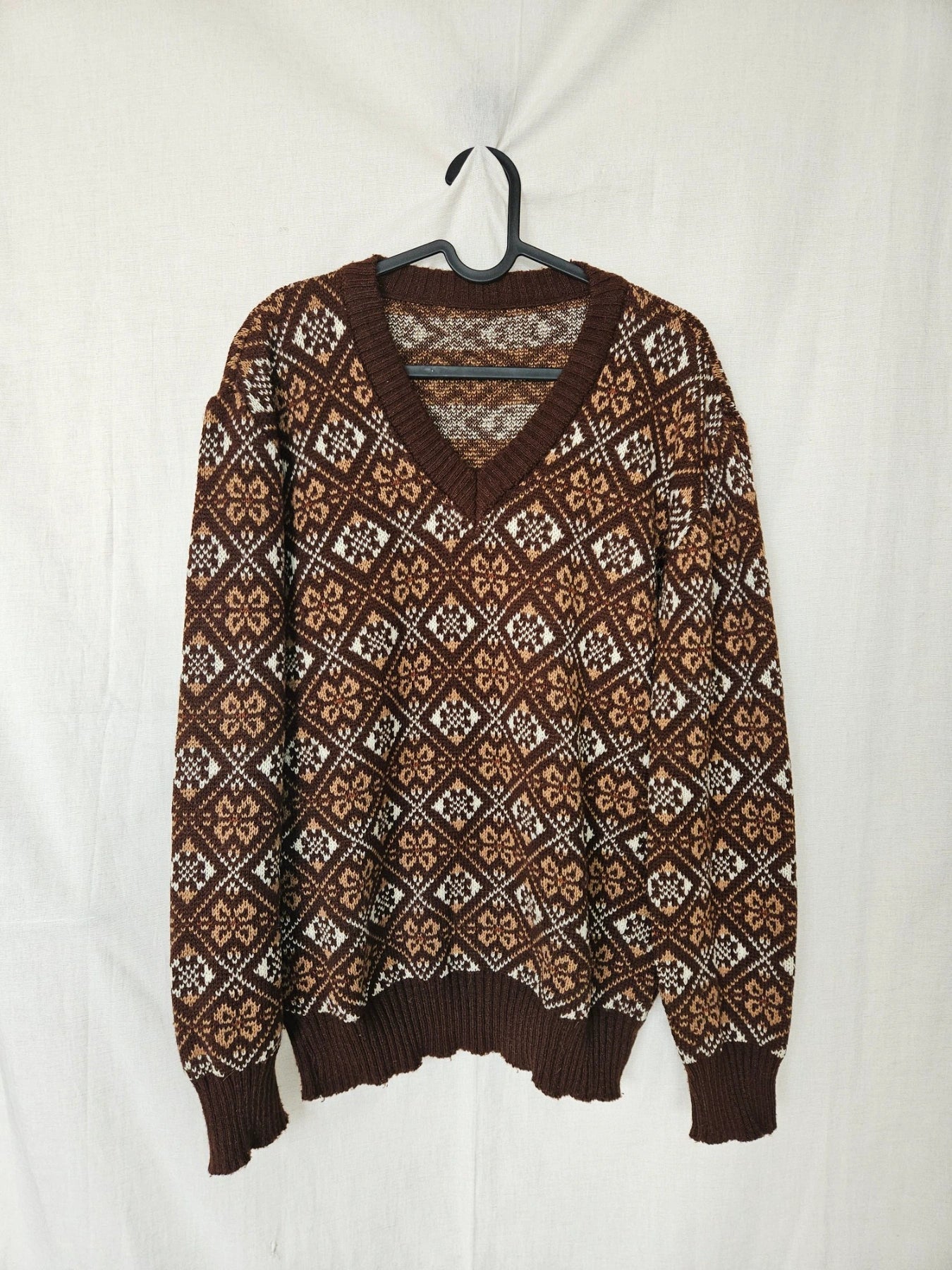 Maia - gebreide V-hals trui | 2XL