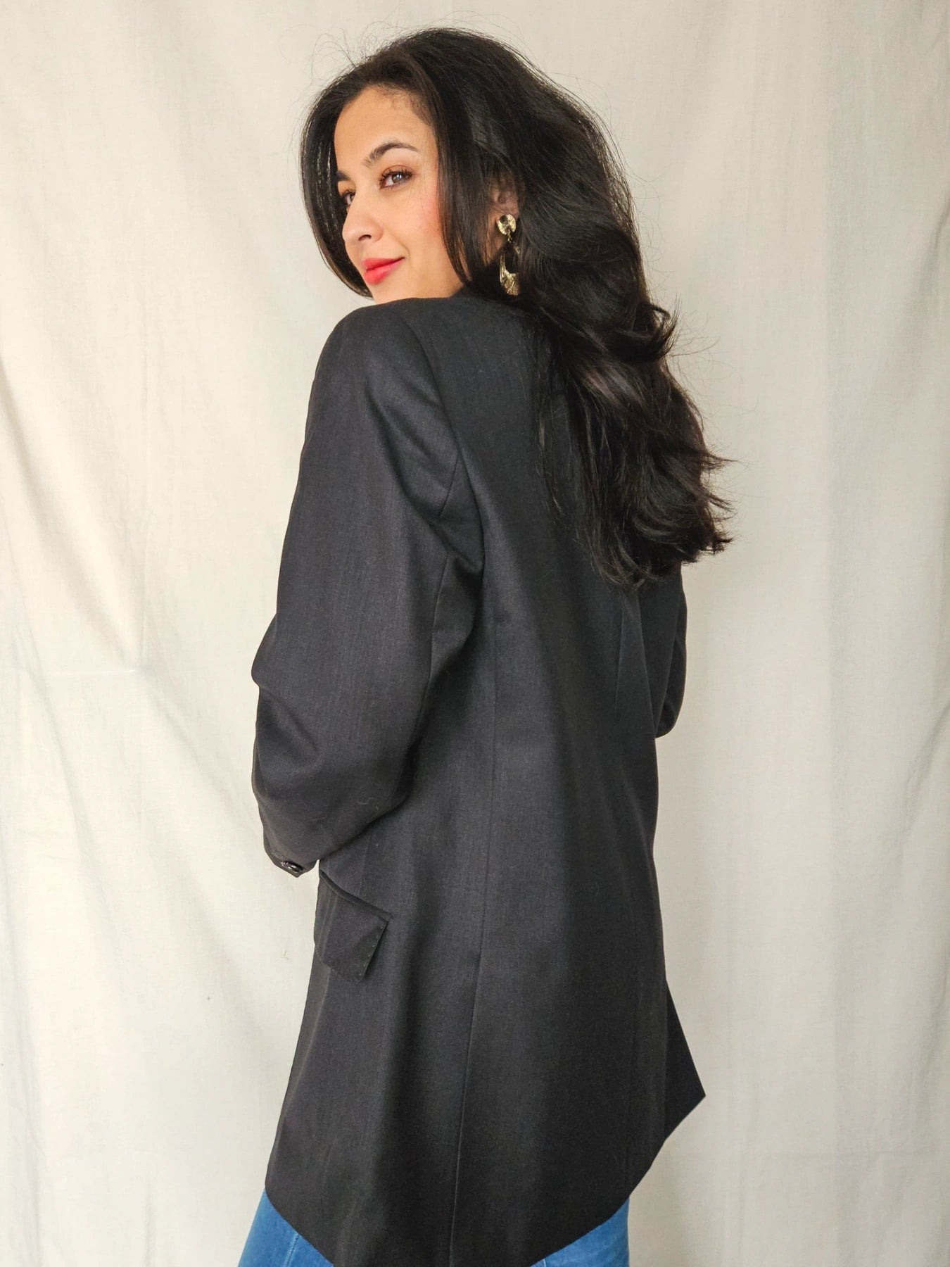 Tilde - zwarte blazer, scheerwol | L