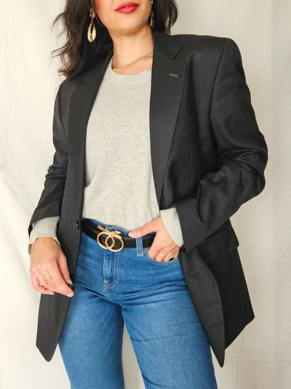 Tilde - zwarte blazer, scheerwol | L