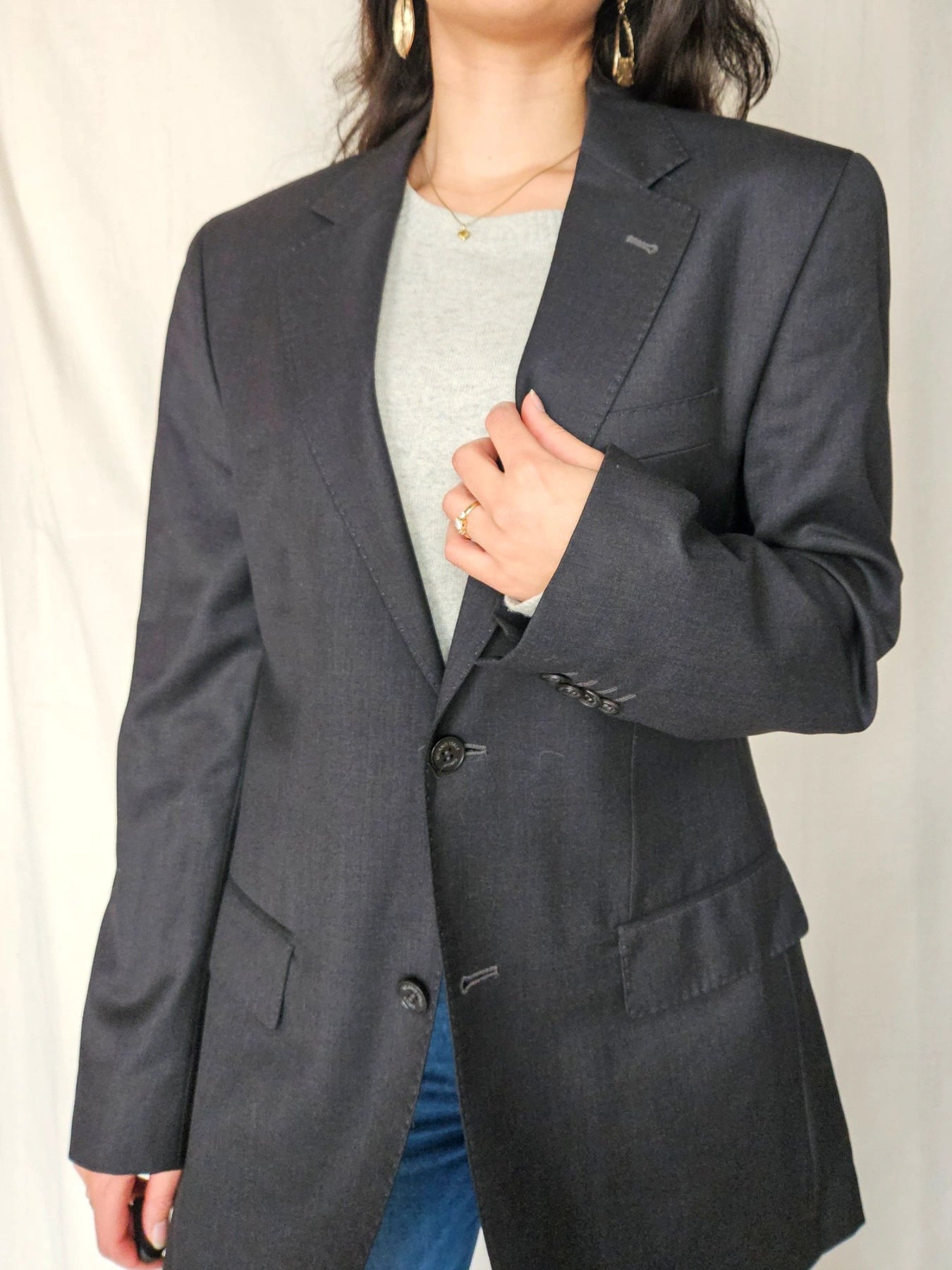 Tilde - zwarte blazer, scheerwol | L