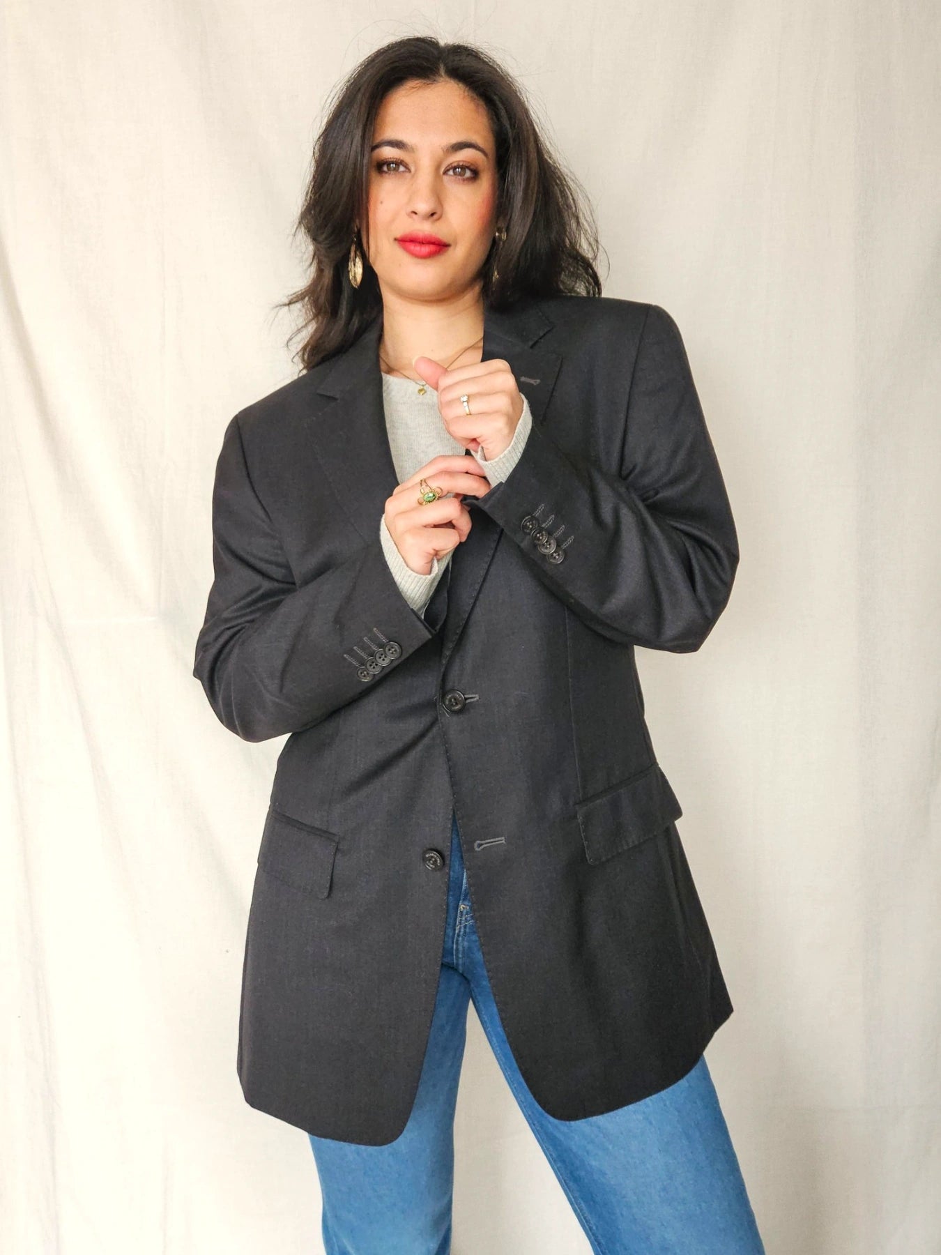 Tilde - zwarte blazer, scheerwol | L