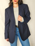 Ebba - donkerblauwe blazer, scheerwol | 2XL