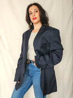 Maris - donkerblauwe blazer, scheerwol | 4XL