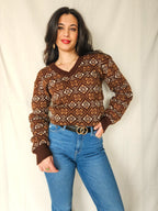 Maia - gebreide V-hals trui | 2XL