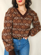 Maia - gebreide V-hals trui | 2XL