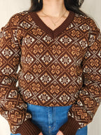 Maia - gebreide V-hals trui | 2XL