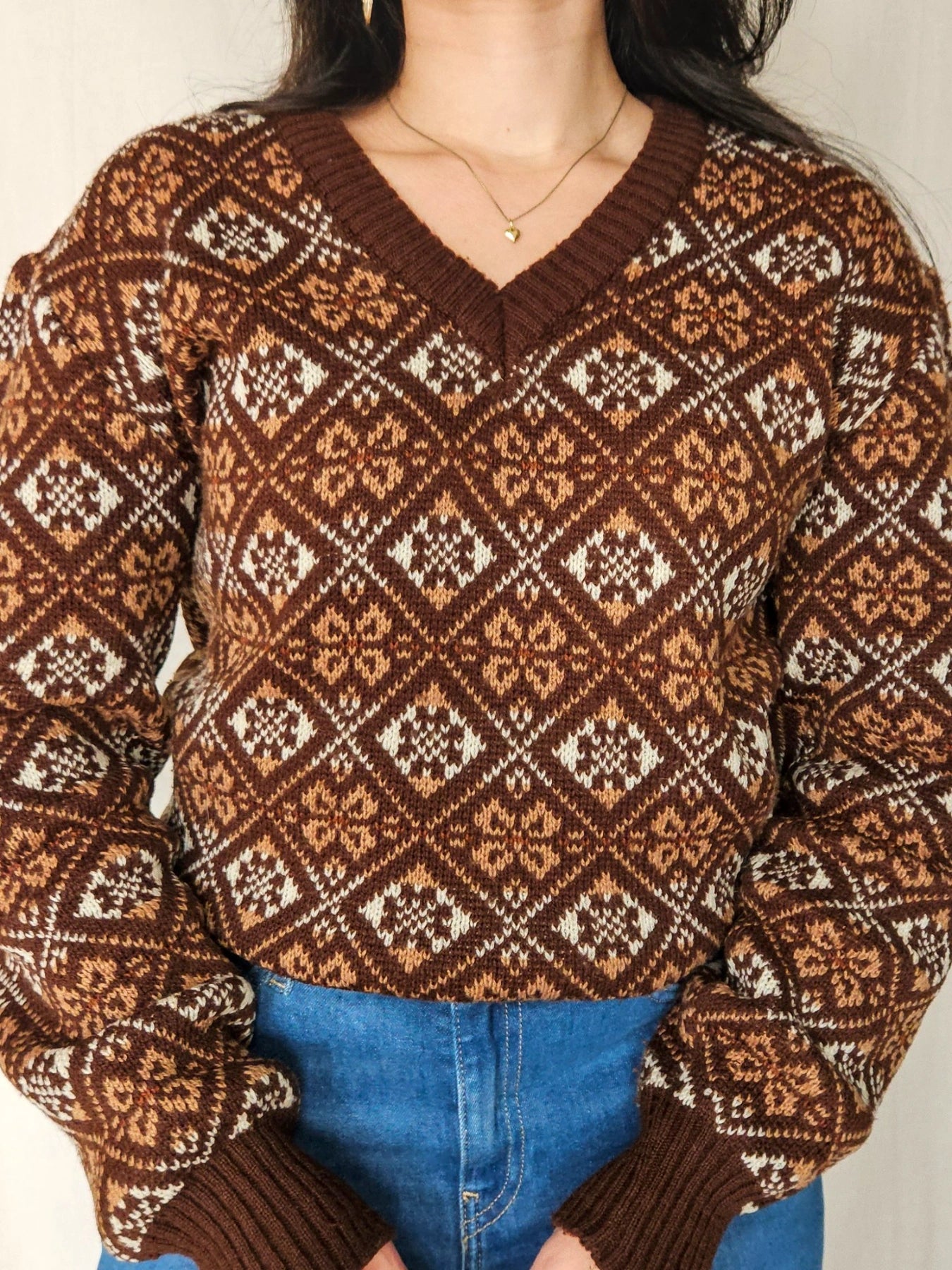 Maia - gebreide V-hals trui | 2XL