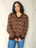 Maia - gebreide V-hals trui | 2XL