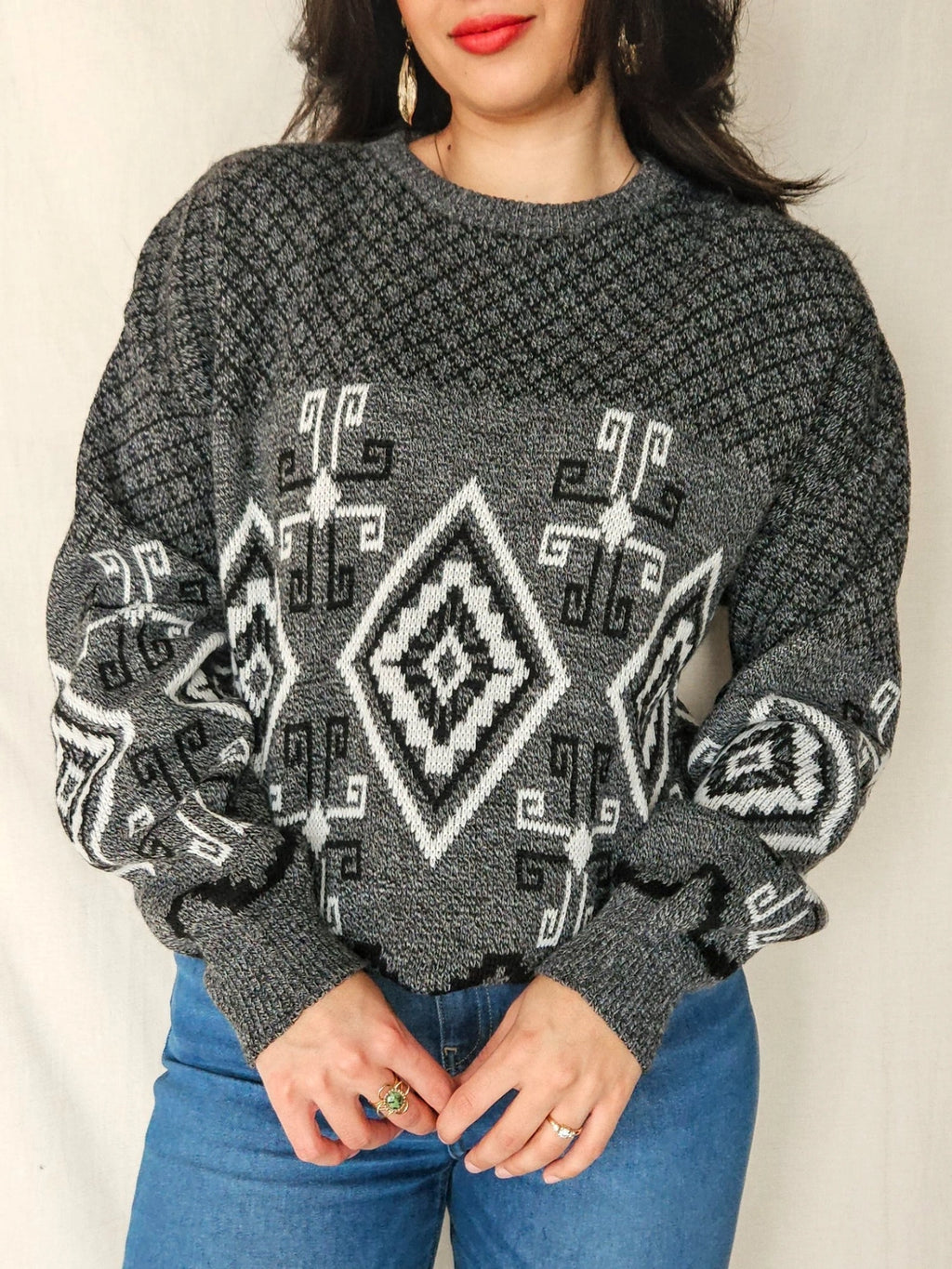 Elva - gebreide grijze trui  | free size