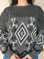 Elva - gebreide grijze trui  | free size