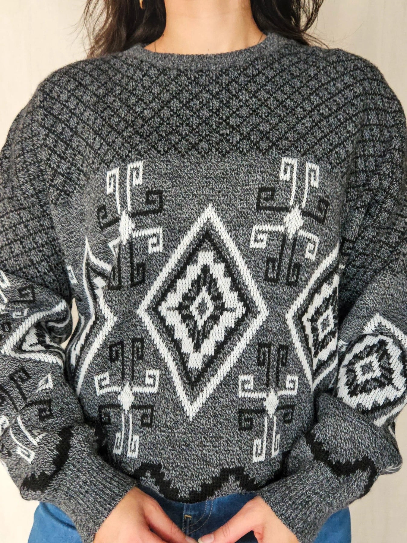 Elva - gebreide grijze trui  | free size