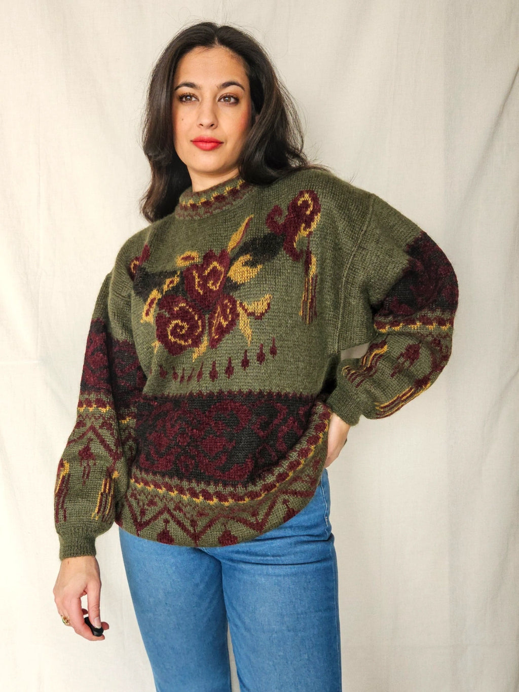 Calista - gebreide trui, mohair blend | free size