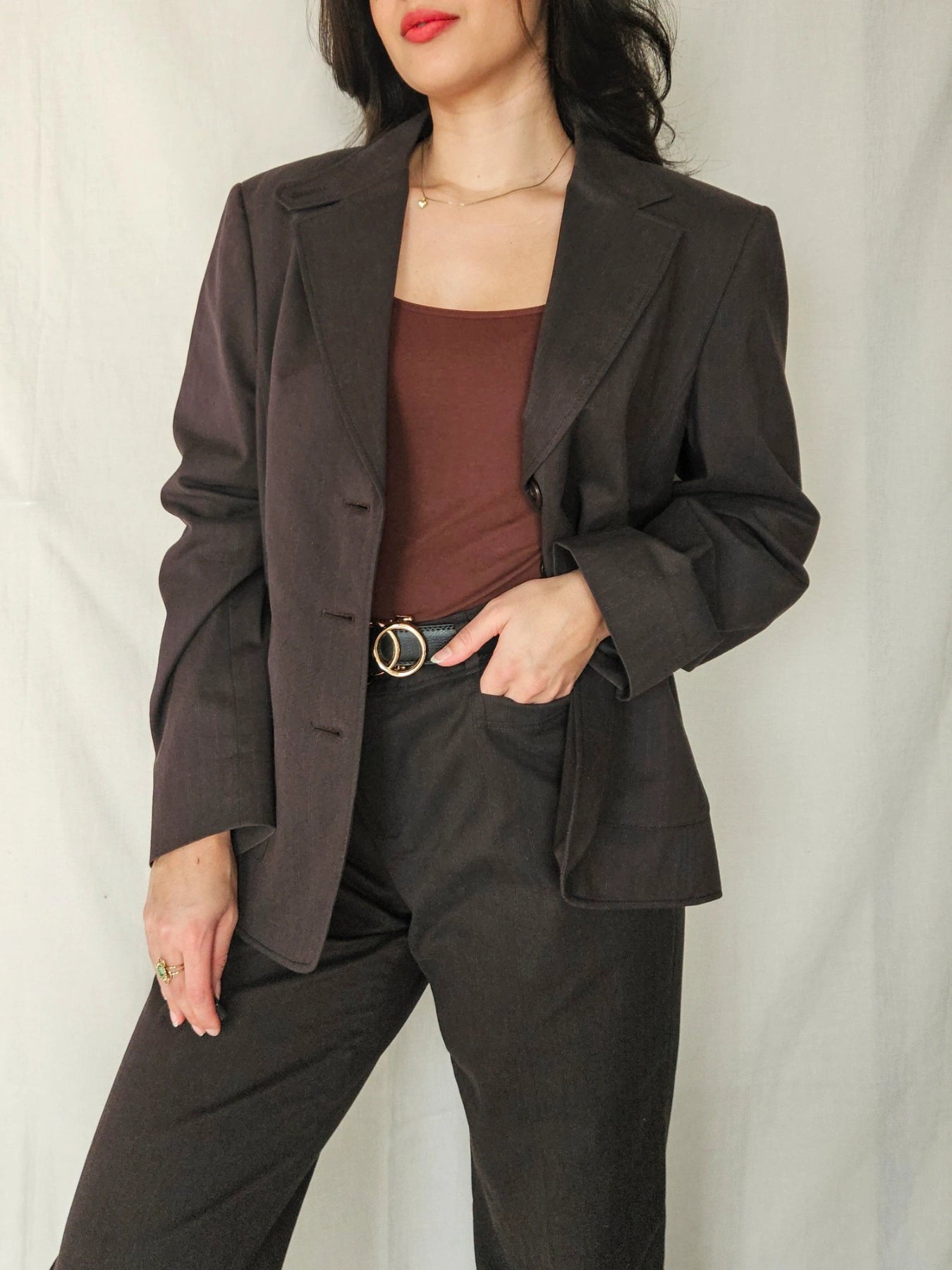 Betty - tweedelig pak, chocolate brown | 2XL