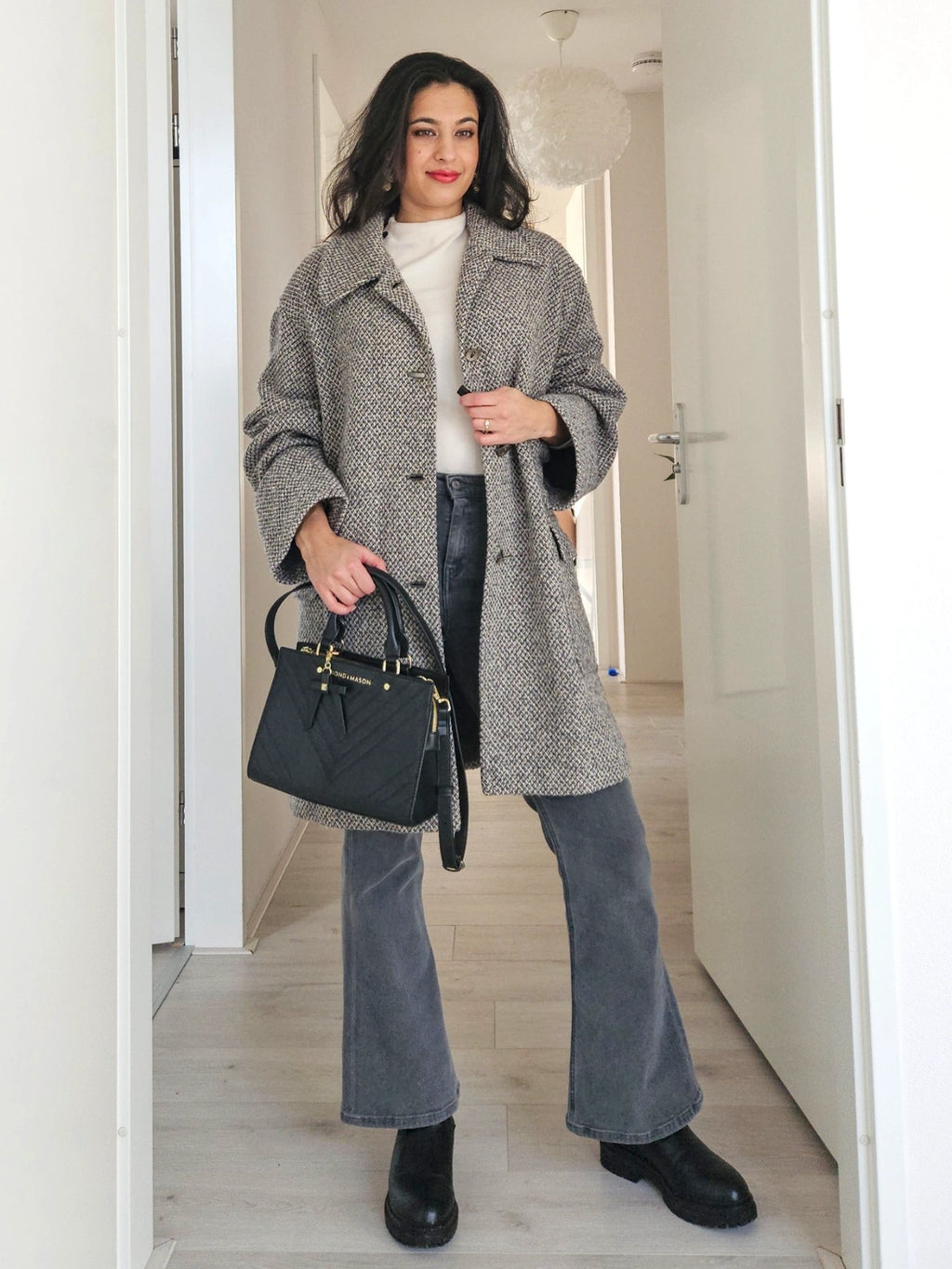 Wool vintage coat with hood | XL