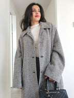 Wool vintage coat with hood | XL