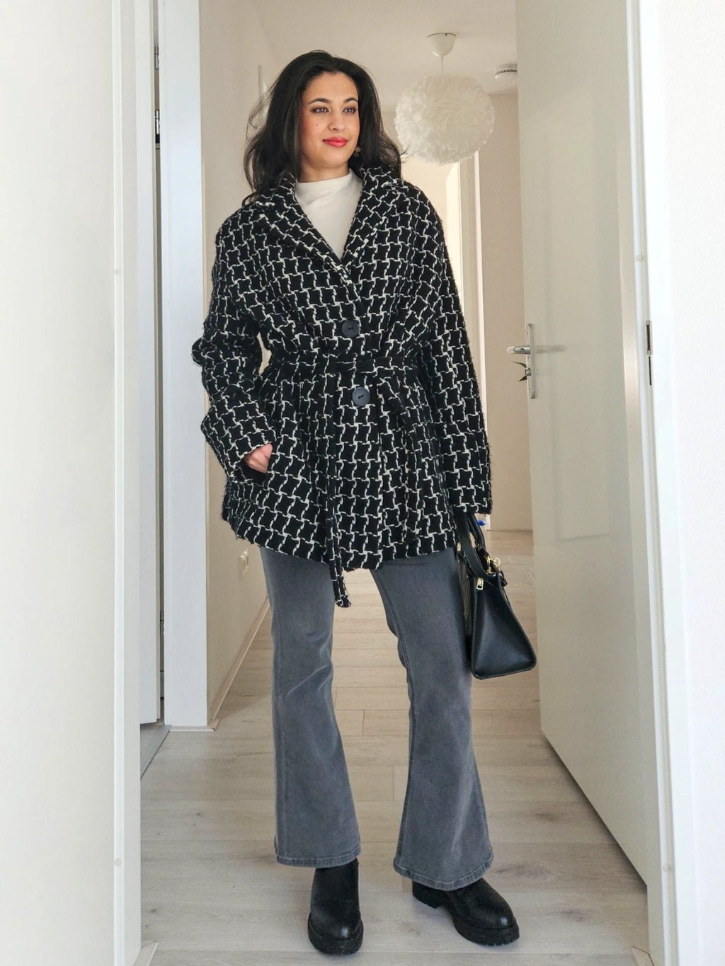 Wool vintage coat with hood | XL