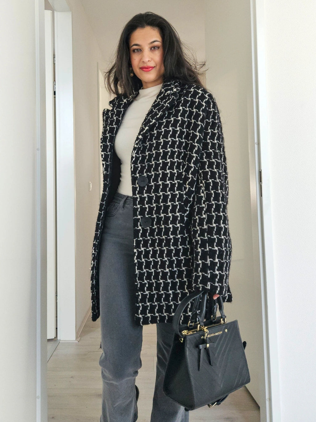 Wool vintage coat with hood | XL