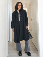 Wool vintage coat with hood | XL