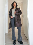 Wool vintage coat with hood | XL