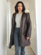 Wool vintage coat with hood | XL