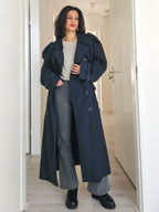 Wool vintage coat with hood | XL
