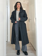 Wool vintage coat with hood | XL