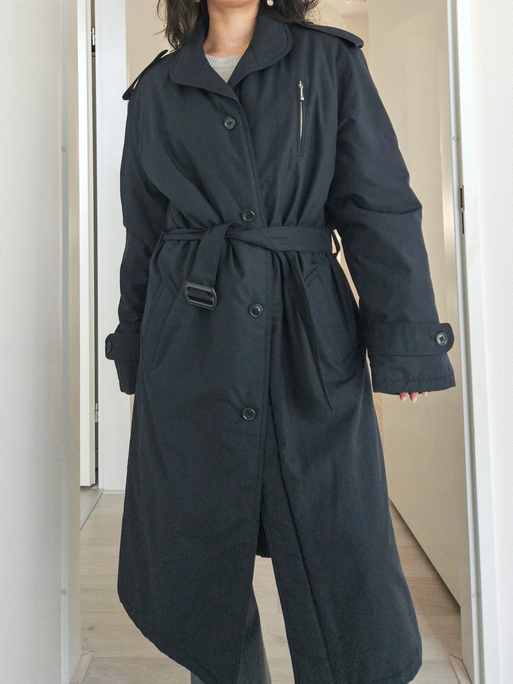 Wool vintage coat with hood | XL