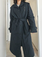 Wool vintage coat with hood | XL