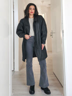 Wool vintage coat with hood | XL